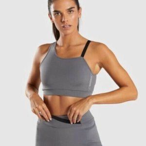 Gymshark Asymmetric Gray And Black Sports Bra S